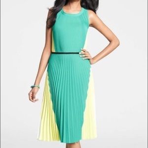 Ann Taylor Colorblock Pleated Midi Dress